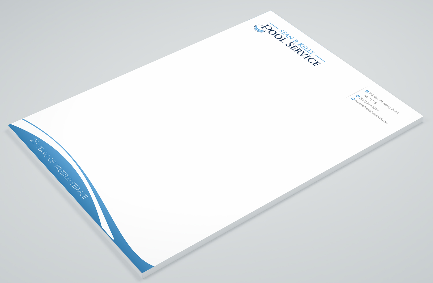 Diseño de Membrete por Petter Goms para Sean P. Kelly Pool Service | Diseño #22562525