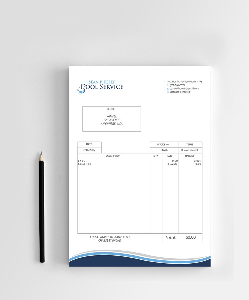 Letterhead Design by alex_etel for Sean P. Kelly Pool Service | Design #22558161