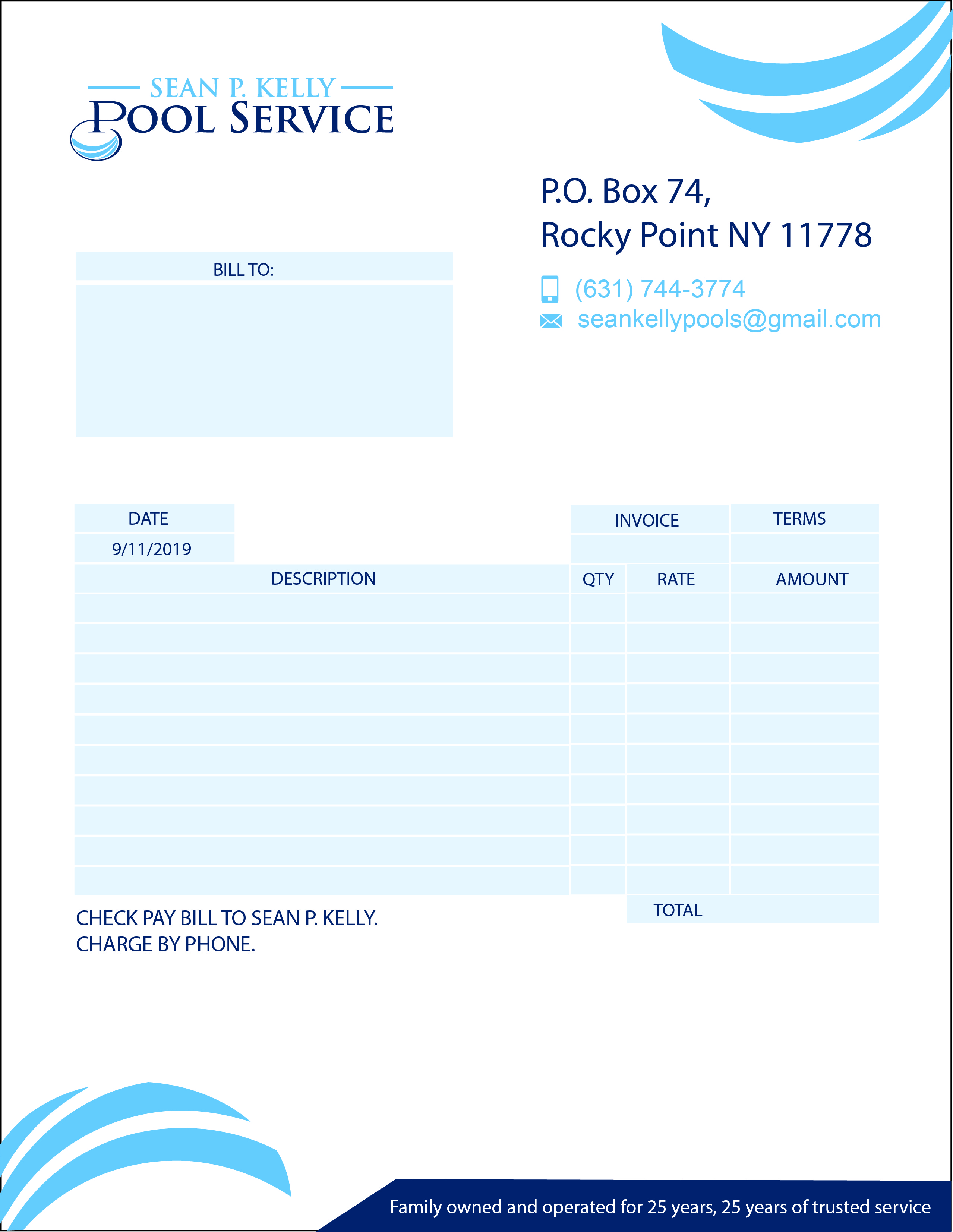Letterhead Design by zeeshan01z for Sean P. Kelly Pool Service | Design #22563176
