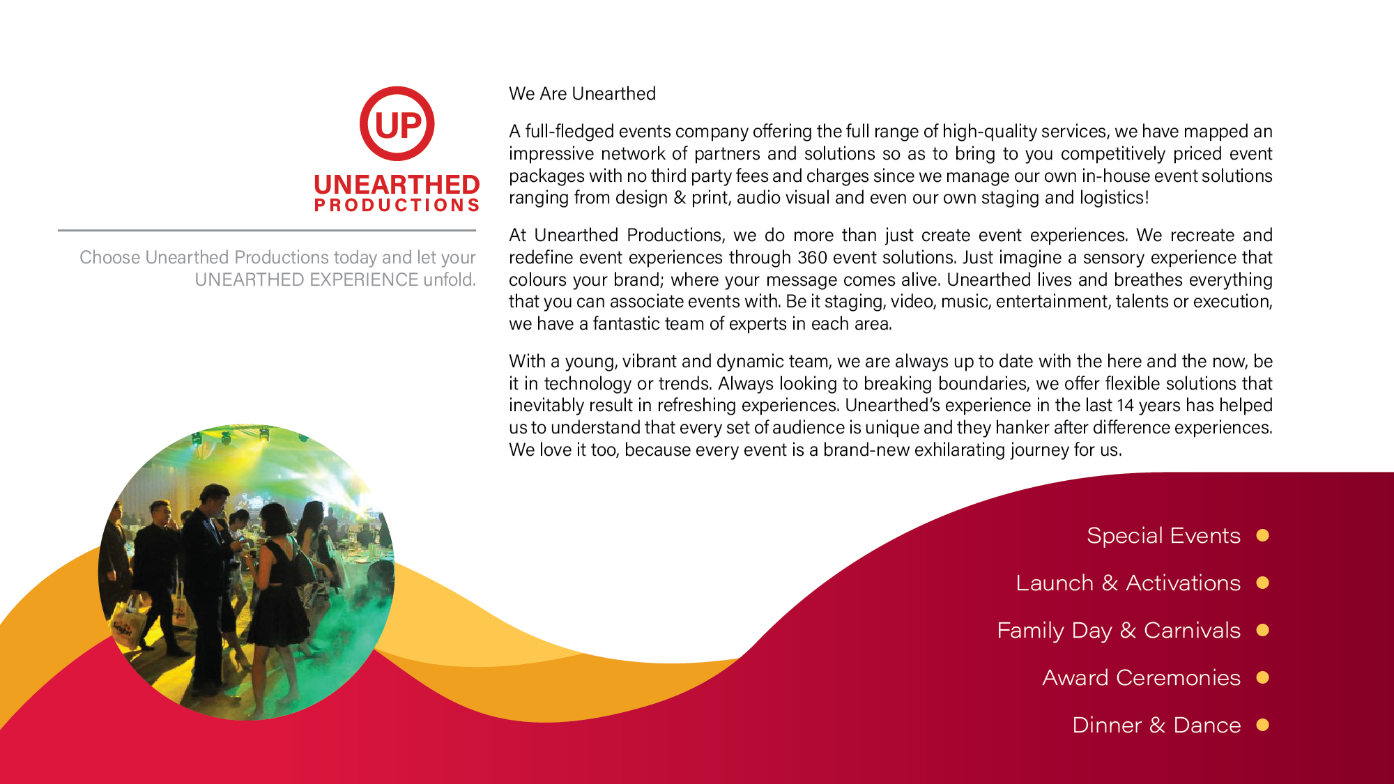 Catalogue Design by Akshar Shailesh for Unearthed Productions Events Management | Design #22706134