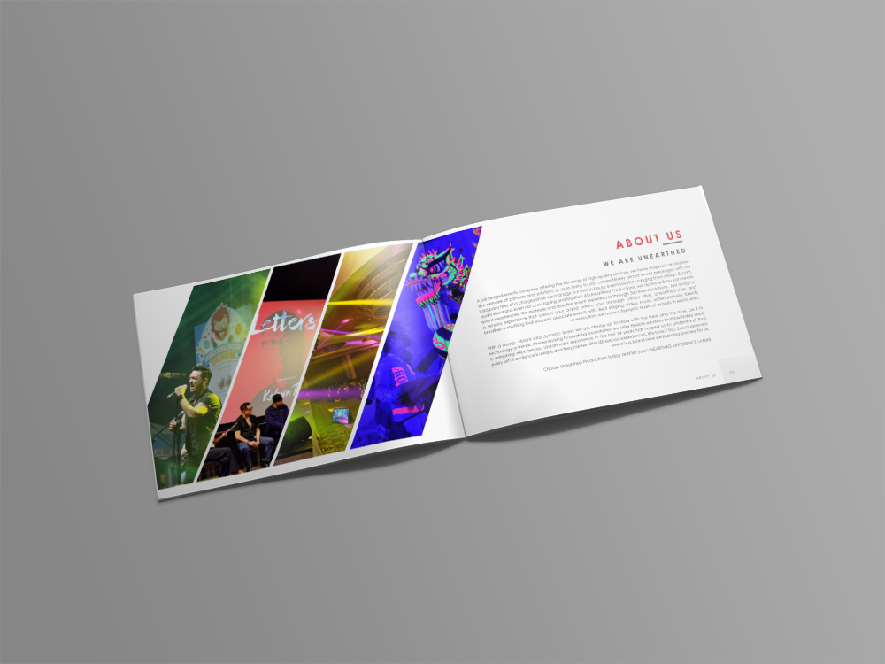 Design de Catalogue par nafizrahat pour Unearthed Productions Events Management | Design #22711725