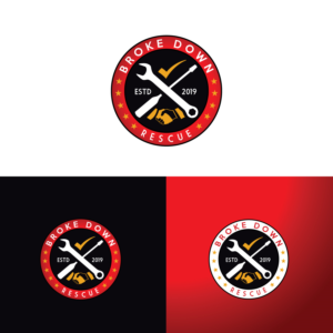 It definately has to have our name in the logo. Broke Down Rescue. | Logo Design by FourtuneDesign