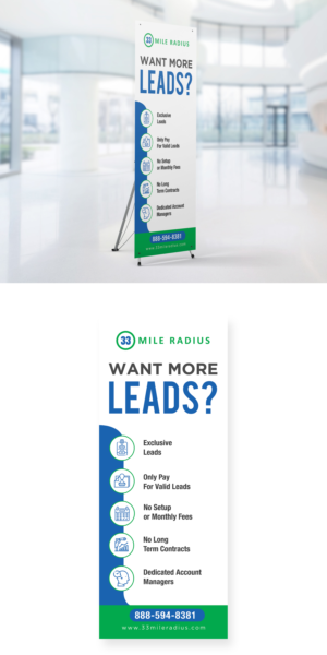 33 Mile Radius Pop up Banner for trade shows | Messestand-Design von ZeneFashions