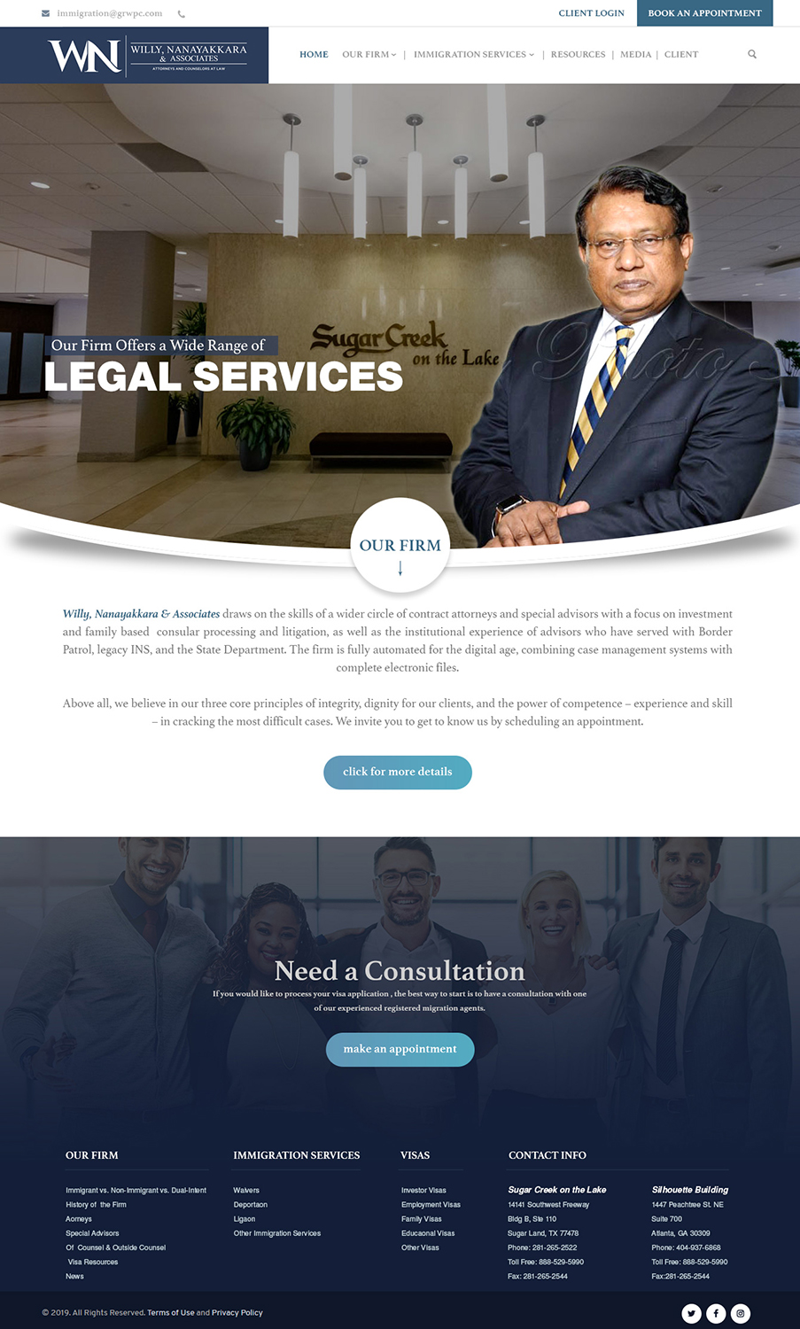 Diseño Web por webxvision para Willy, Nanayakkara & Associates Attorneys and Counselors at Law Atlanta  | Diseño #22623549