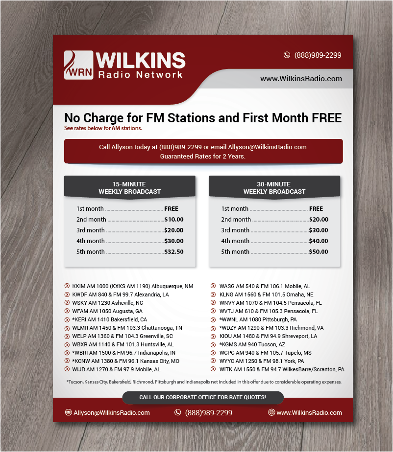 Flyer Design by alex989 for Wilkins Radio Network | Design #22607329