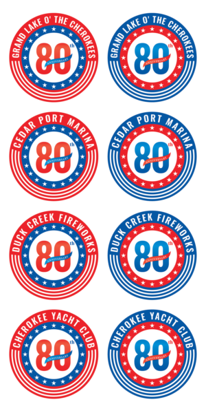 We want the 80th to be in the middle, and the four entities in a circle surrounding the logo. We want a USA stars and stripes theme , and we need this logo for tshirts, banners and other marketing pieces. | Logo Design by henok mulugeta8