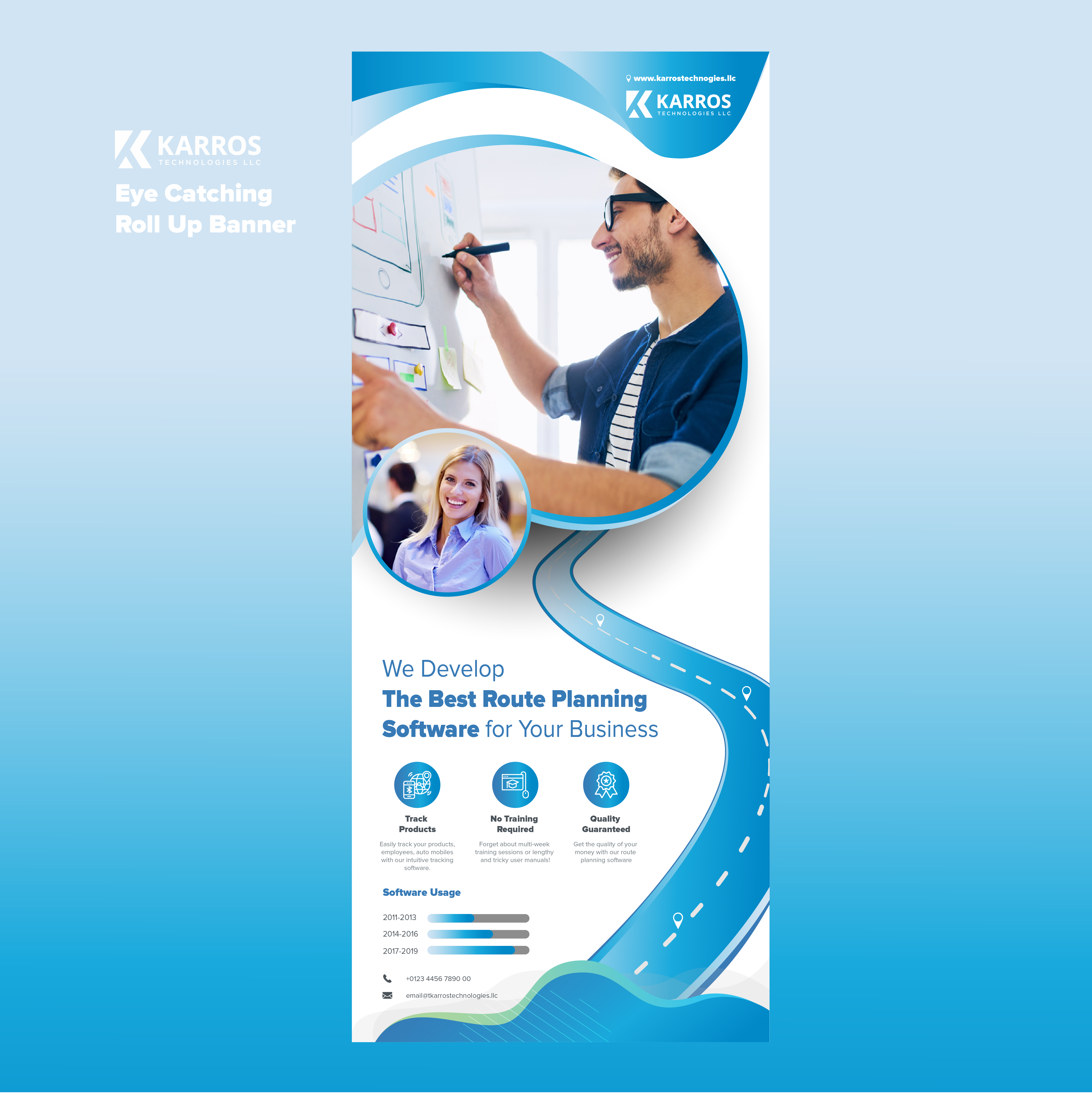 Elegant Playful Computer Software Banner Ad Design For Karros