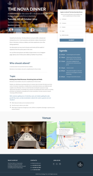 Landing Page for Executive Event  | Web Design by SAC-D