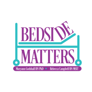 Bedside Matters Podcast with Maryann Godshall RN PhD podcast logo design | Podcast Design by Sergio Coelho