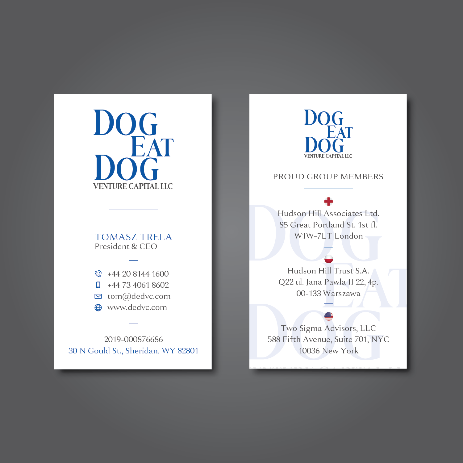 Business Card Design by Verified artistry (Design garden) for Two Sigma Advisors LLC | Design #22631182