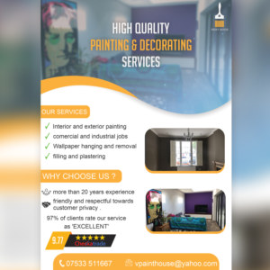 Modern, professional flyer for a Painting & decorating company. I would like to include my lo... | Flyer Design by hassan karrach