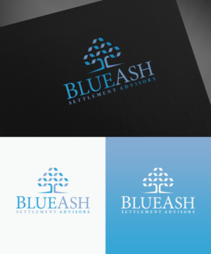 Emphasis on "BlueAsh" with "Settlement Advisors" in smaller text. | Logo Design by Ethien