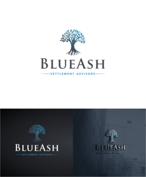 Emphasis on "BlueAsh" with "Settlement Advisors" in smaller text. | Logo Design by *mary