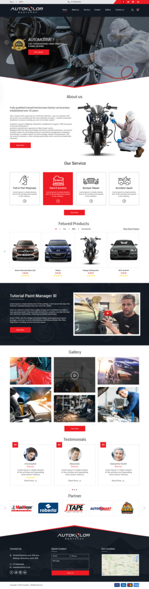 Web Design by bdesigner9 for Autokolor Bodyshop | Design: #22726138