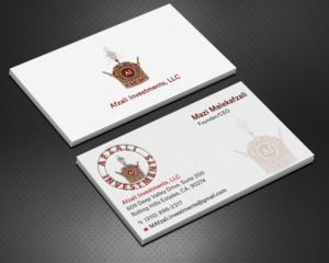The name of the company is Afzali Investments, LLC. I would like a business card with a  logo. | Design de Carte de Visite par Krishno