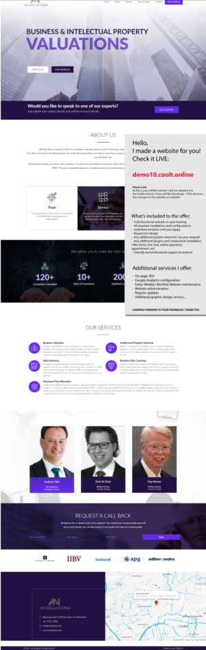 AN Valuations website redesign | Web Design by coo.lt