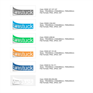 Customised logo centred on word 'UNSTUCK' | Graphic Design by kolevvp