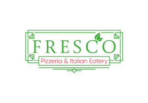 FRESCO (should be uppercase and green color text) underneath should say, Pizzeria and Italian Eatery (in red color text) | Logo Design by Al Pech