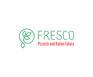FRESCO (should be uppercase and green color text) underneath should say, Pizzeria and Italian Eatery (in red color text) | Diseño de Logo por Indrawasih