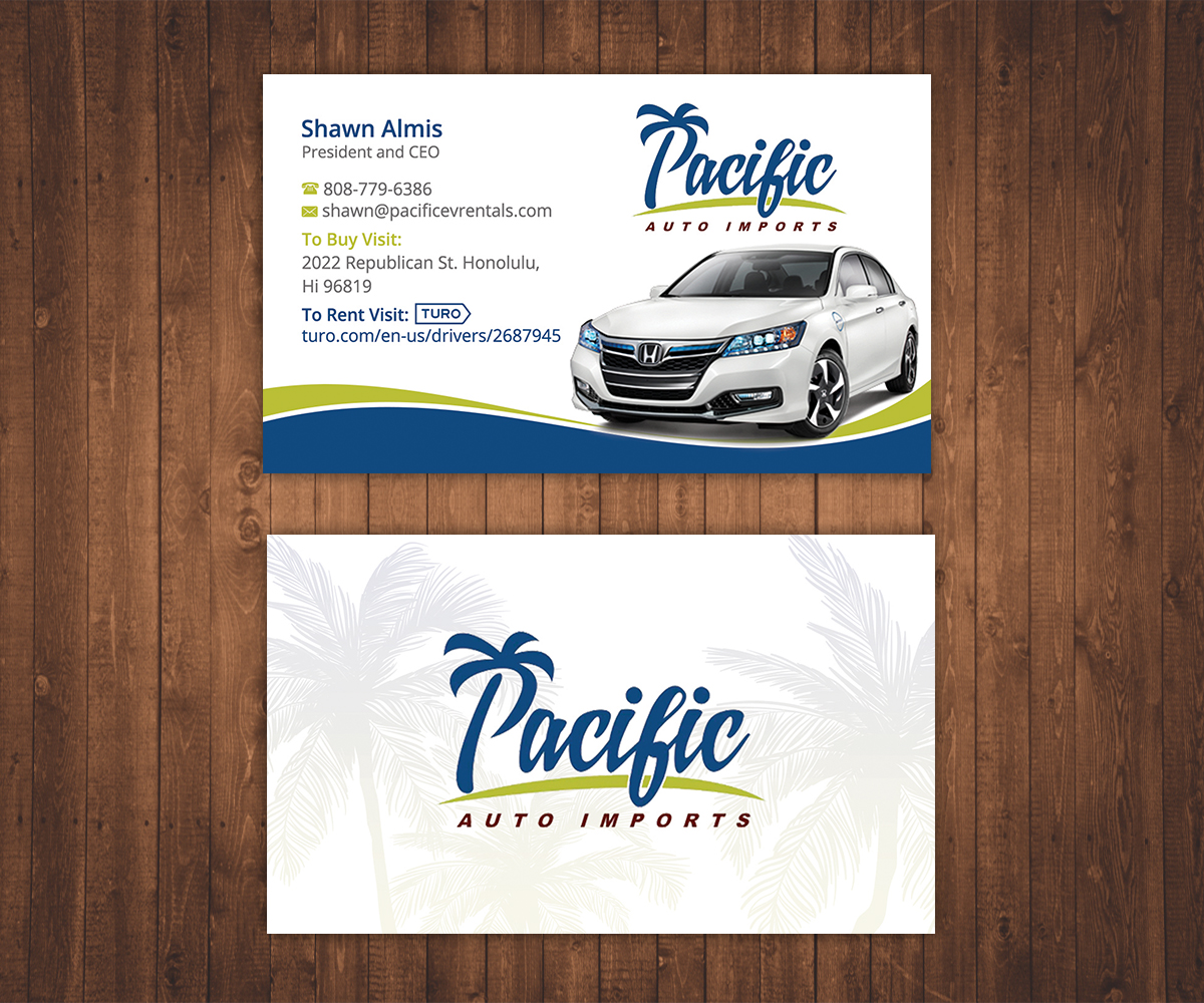 Business Card Design by Stylez Designz for Pacific Auto Imports | Design #22717688