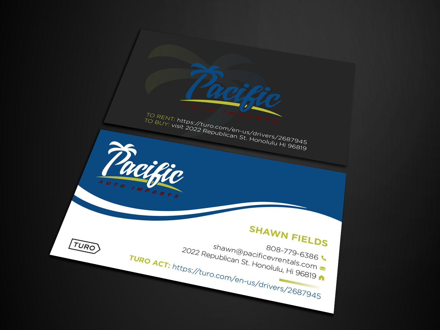 Business Card Design by Verified artistry (Design garden) for Pacific Auto Imports | Design #22723348