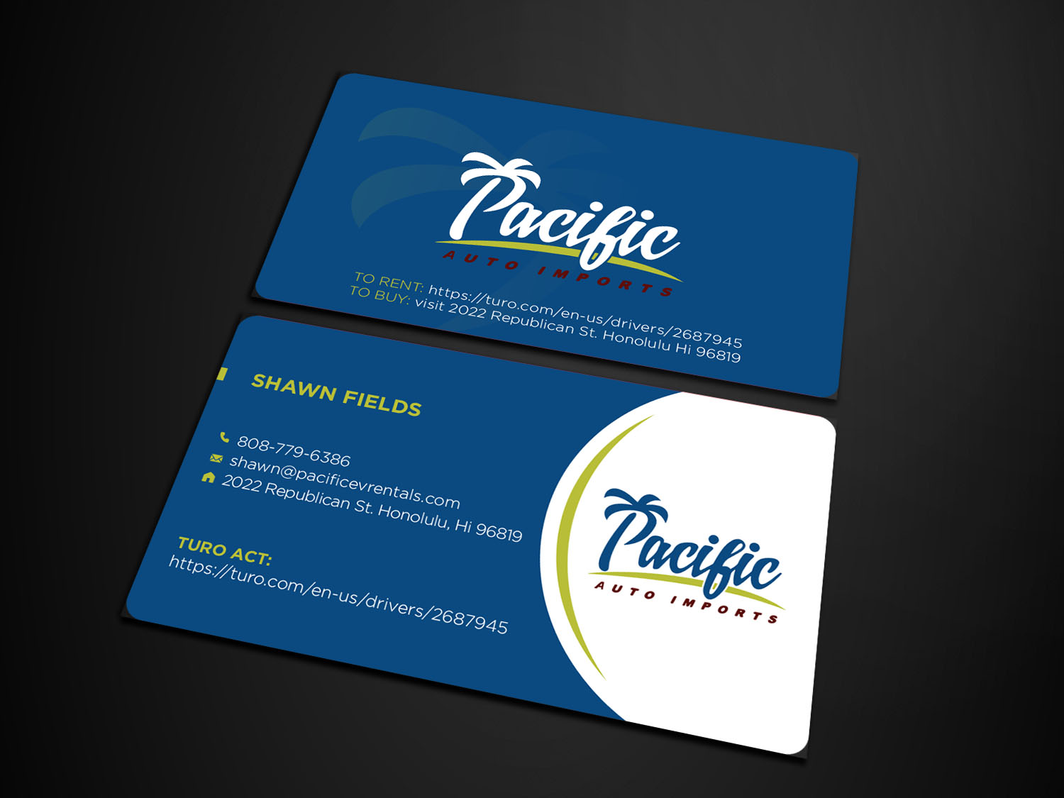 Diseño de Tarjeta de Presentación por Verified artistry (Design garden) para Pacific Auto Imports | Diseño #22723448