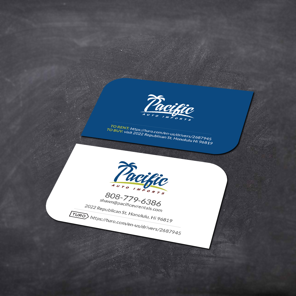 Visitenkarten-Design von Creations Box 2015 für Pacific Auto Imports | Design #22718628