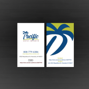 Visitenkarten-Design von Creations Box 2015 für Pacific Auto Imports | Design: #22718629