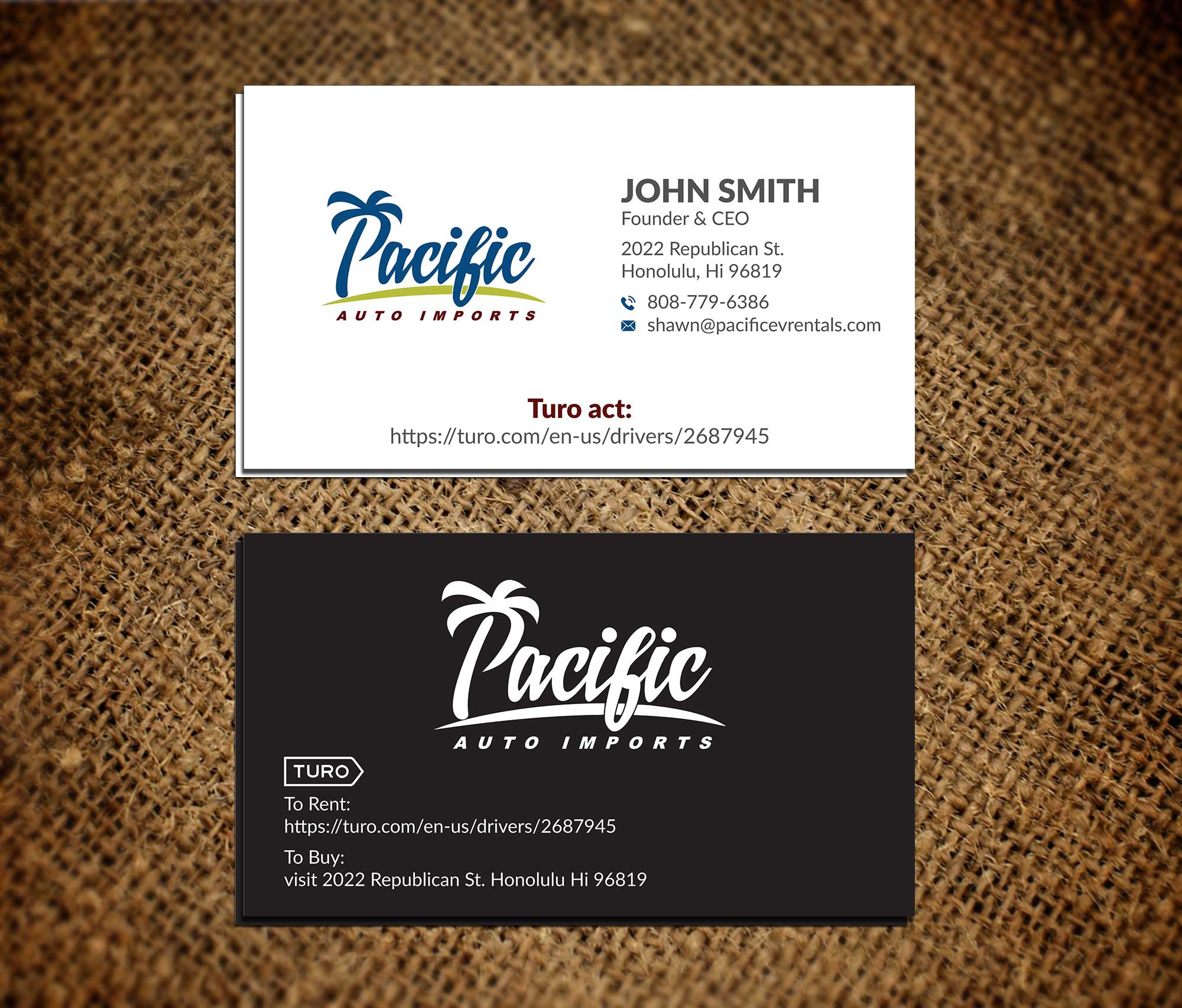 Diseño de Tarjeta de Presentación por Musa. A para Pacific Auto Imports | Diseño #22722319