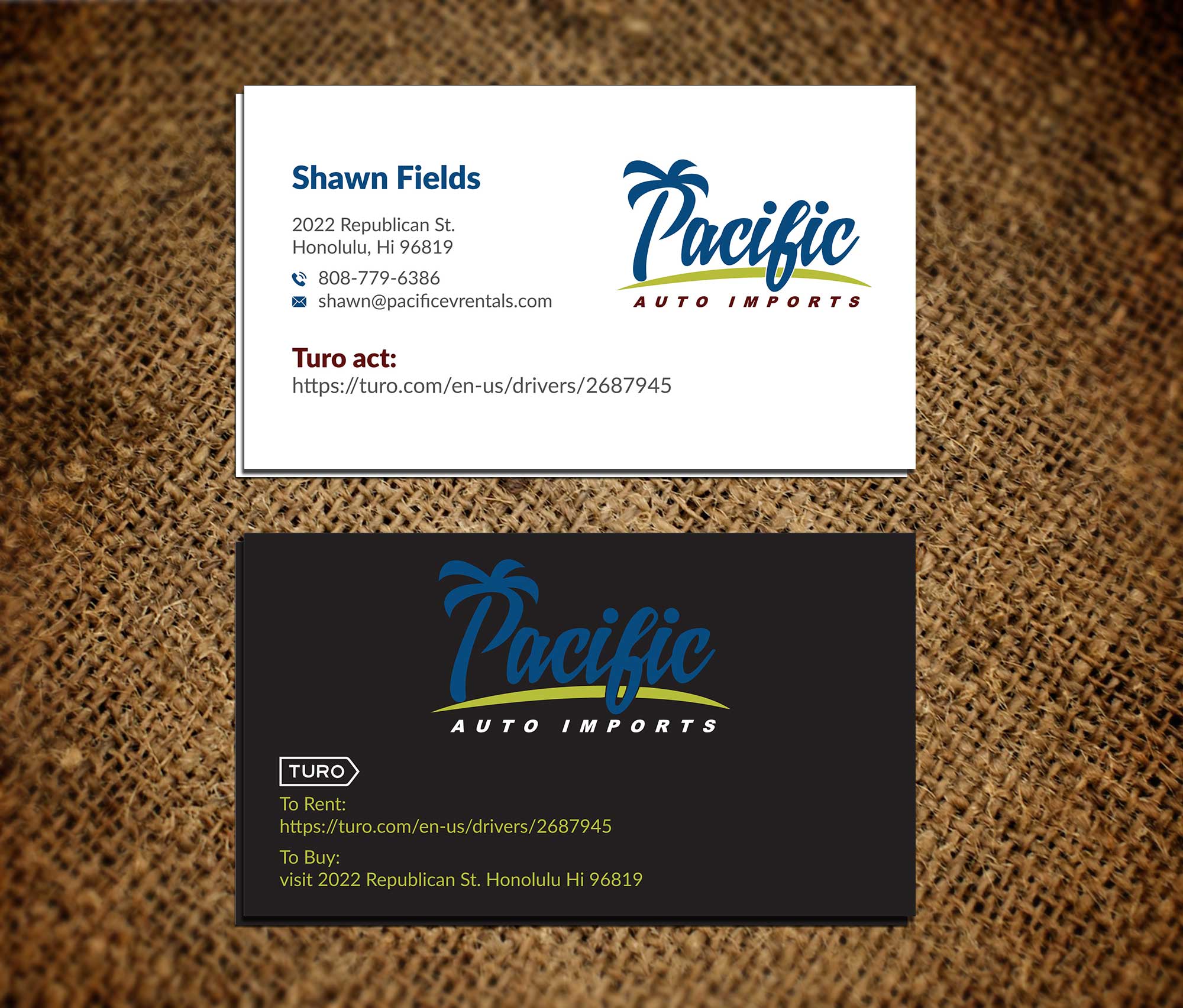 Business Card Design by Musa. A for Pacific Auto Imports | Design #22722730