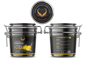 Lavanyah: need two labels and packaging for coffee scrub circular jar with lid * | Packaging Design by SAI DESIGNS