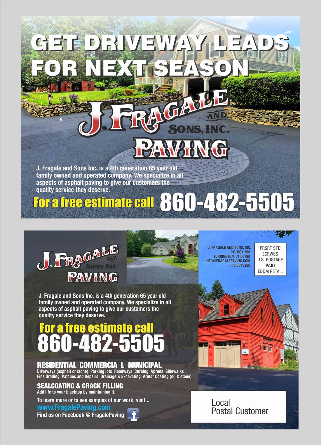 Postcard Design by yadavsushil for J. Fragale & Sons Paving | Design #22799989