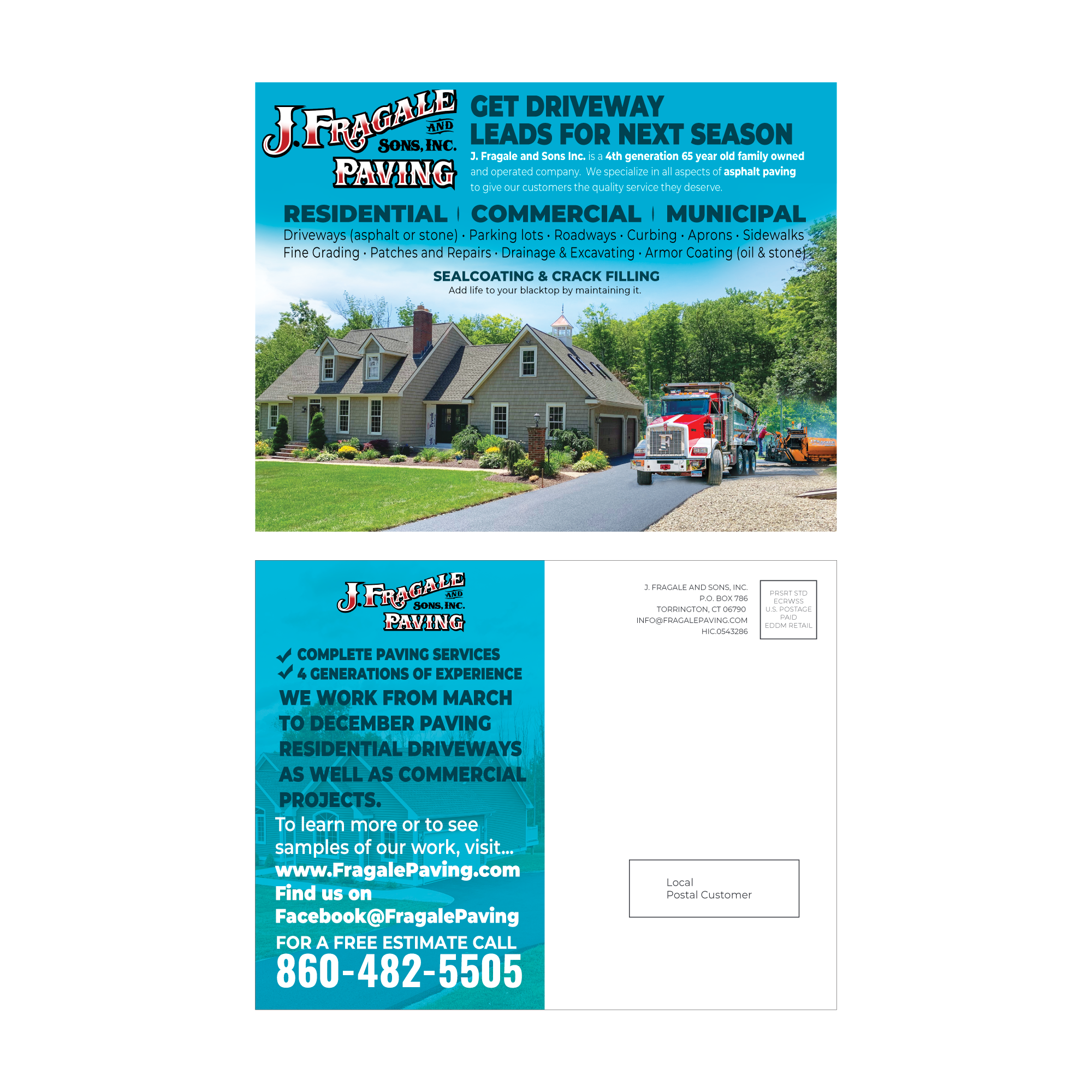 Postcard Design by fastdesign360 for J. Fragale & Sons Paving | Design #22775844