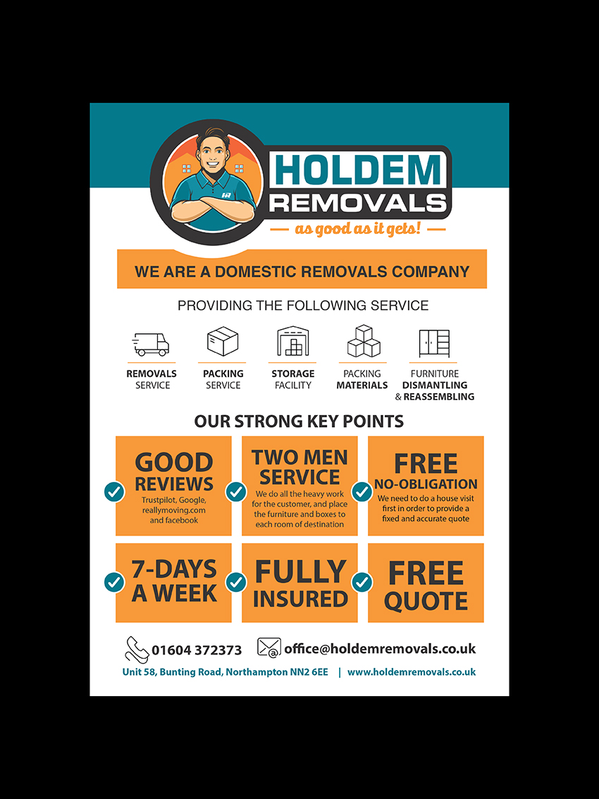Diseño de Flyer por Phouii para Holdem Removals | Diseño #22745749