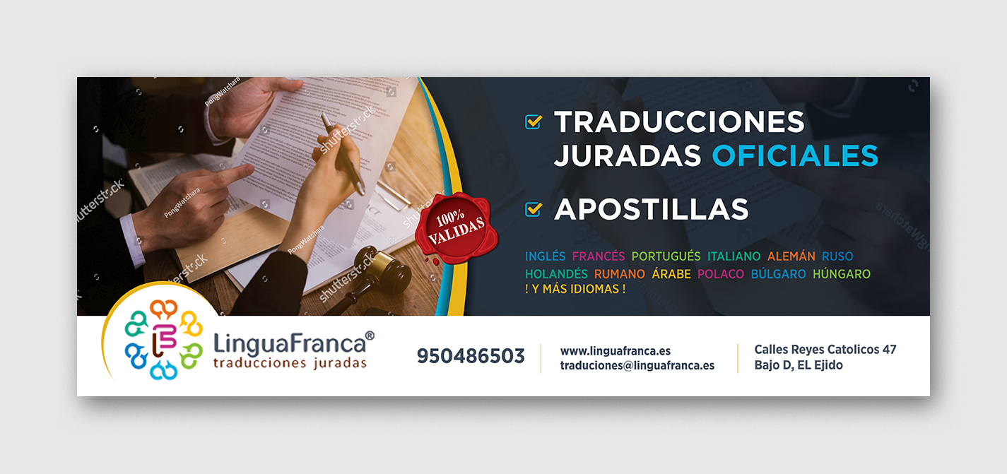 Werbetafel-Design von D Creative für LINGUA FRANCA TRADUCCIONES JURADAS | Design #22753157