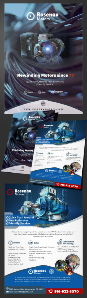 Flyer Design by angelcolmenares3 for W. Rosenau Motor Rewinding INC | Design: #22740679
