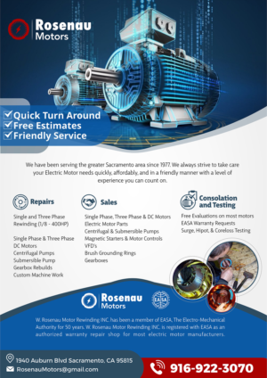 Flyer Design by angelcolmenares3 for W. Rosenau Motor Rewinding INC | Design: #22740681