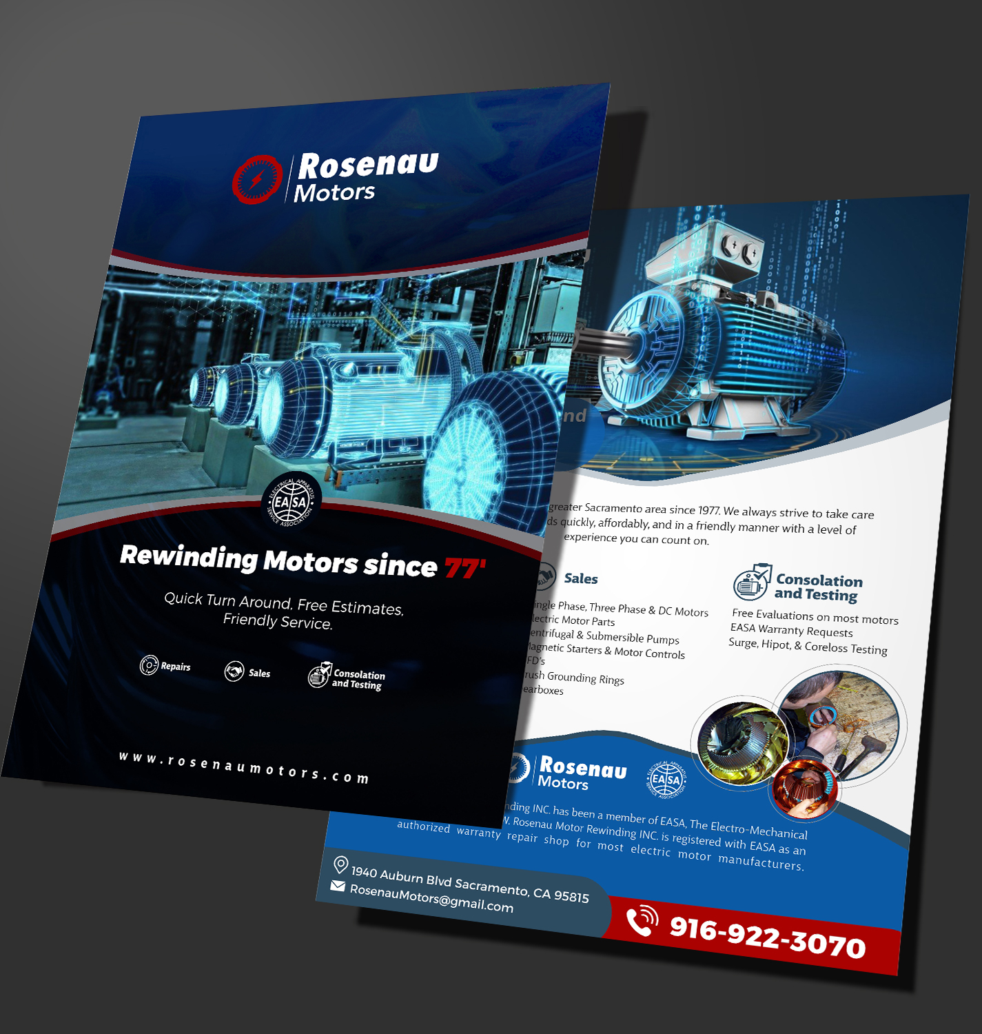 Flyer Design by angelcolmenares3 for W. Rosenau Motor Rewinding INC | Design #22740809