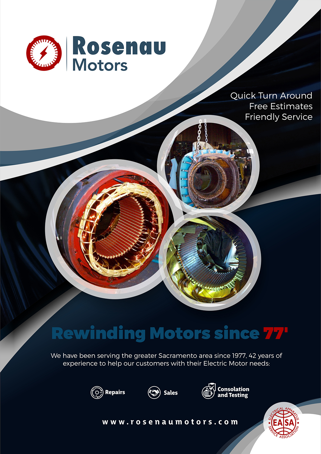 Flyer Design by angelcolmenares3 for W. Rosenau Motor Rewinding INC | Design #22744116