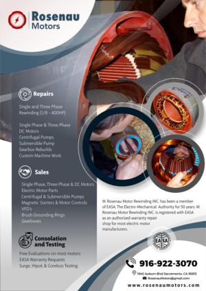 W. Rosenau Motor Rewinding INC. | Design de Flyer par angelcolmenares3