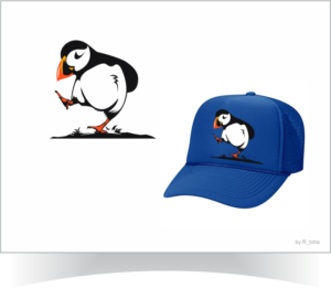Kicking Puffin image T-shirt design | Diseño de Camiseta por r-toha