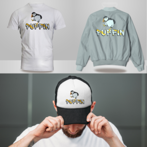 Kicking Puffin image T-shirt design | Diseño de Camiseta por Kero