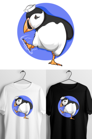 Kicking Puffin image T-shirt design | Diseño de Camiseta por Mrigank Patankar