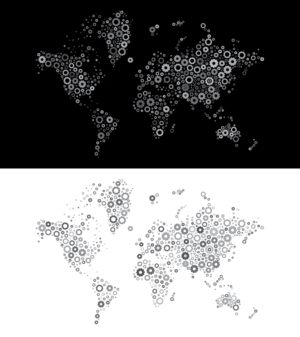 Moving World Map made from cogs! | Graphic Design by H-H Arts