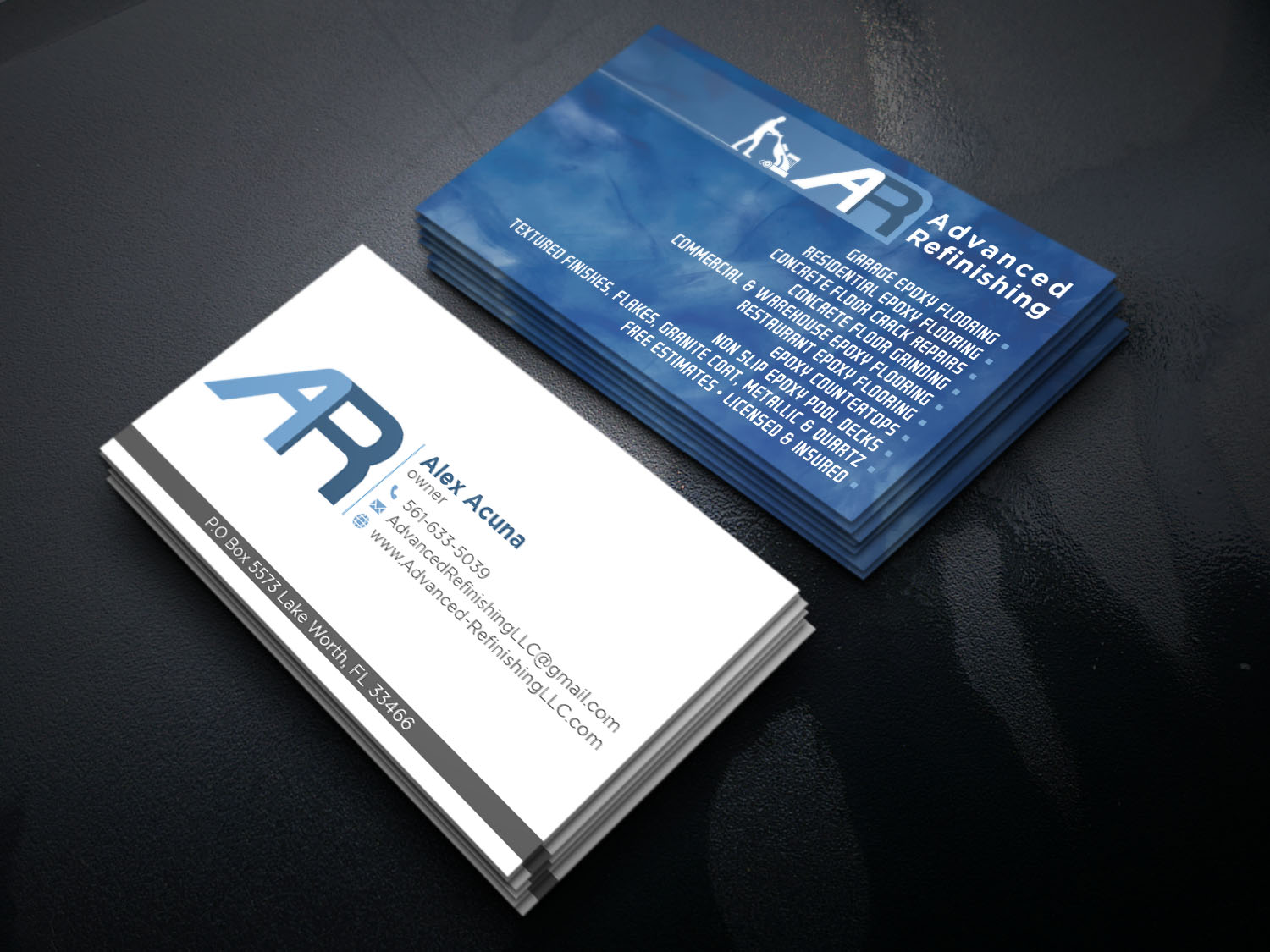 Business Card Design by Verified artistry (Design garden) for Advanced Refinishing LLC | Design #22791904