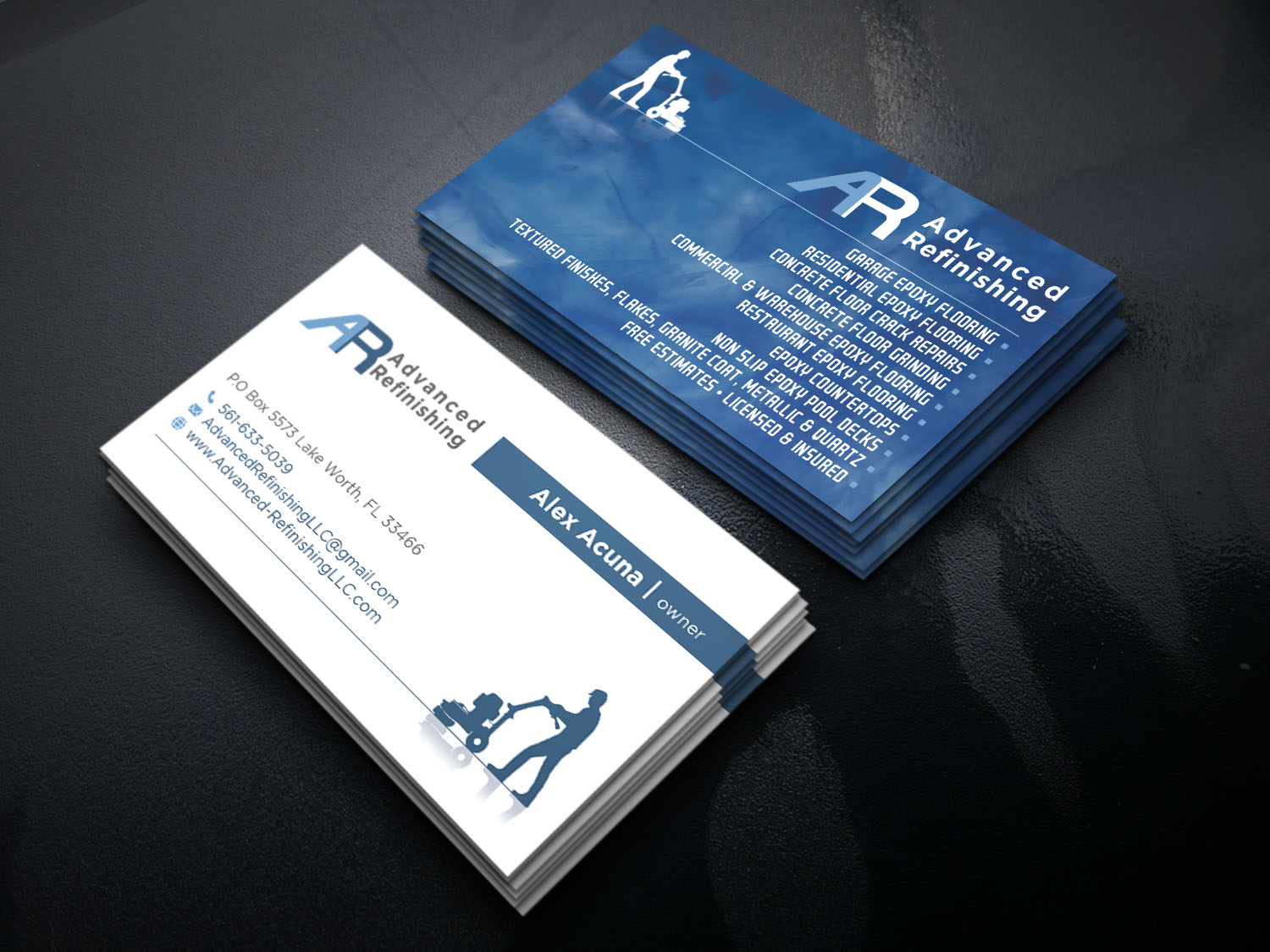Business Card Design by Verified artistry (Design garden) for Advanced Refinishing LLC | Design #22791913