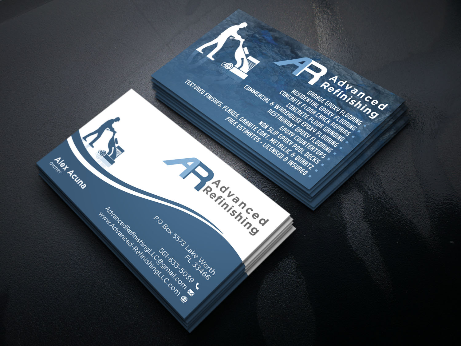 Business Card Design by Verified artistry (Design garden) for Advanced Refinishing LLC | Design #22791914