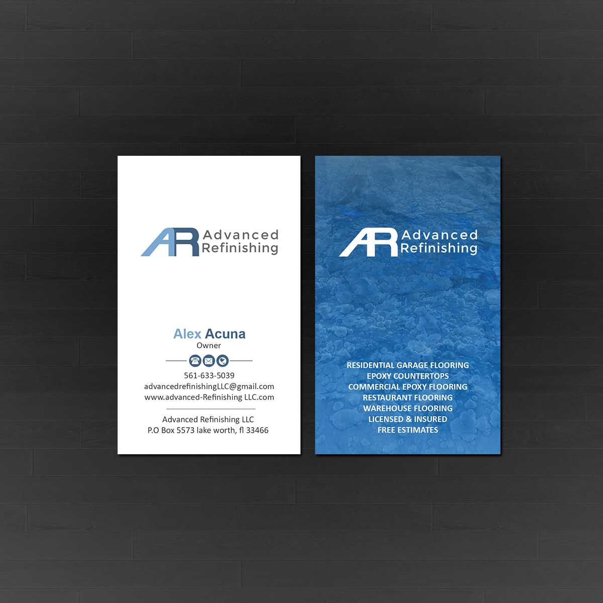 Visitenkarten-Design von Creations Box 2015 für Advanced Refinishing LLC | Design #22793859