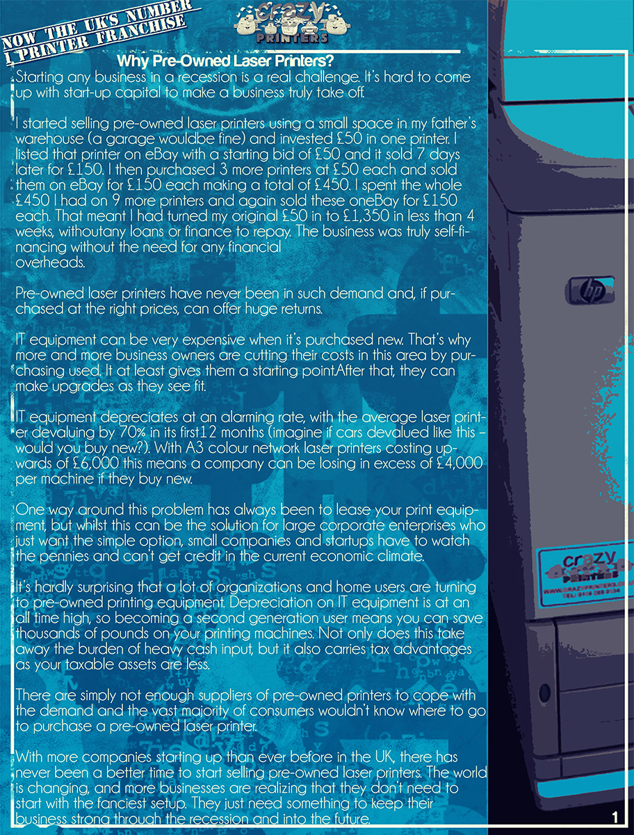 Brochure Design by Ramya Sarang for The Printer Franchise Company Limited | Design #2978839