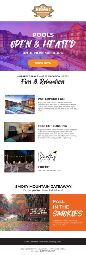 The Resort - Pool is Heated and Open Till November 3rd | Email Marketing Design by chipchip15